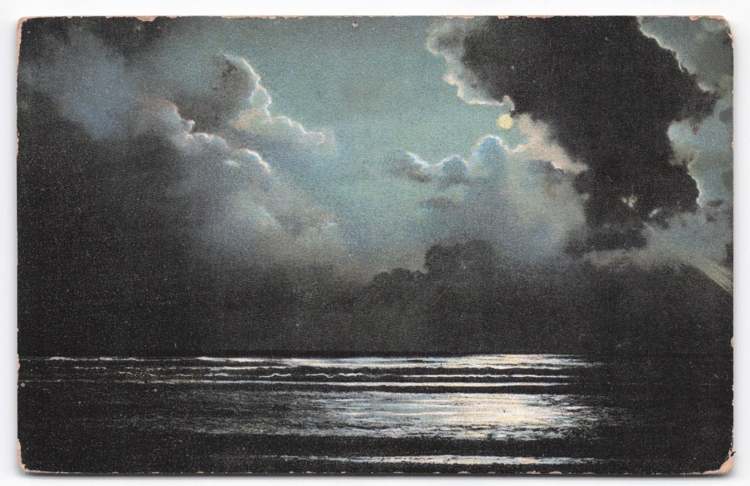 VTG 1909 Moonlight on Pacific Ocean Oregon Antique Postcard M.R.L.A. Portland