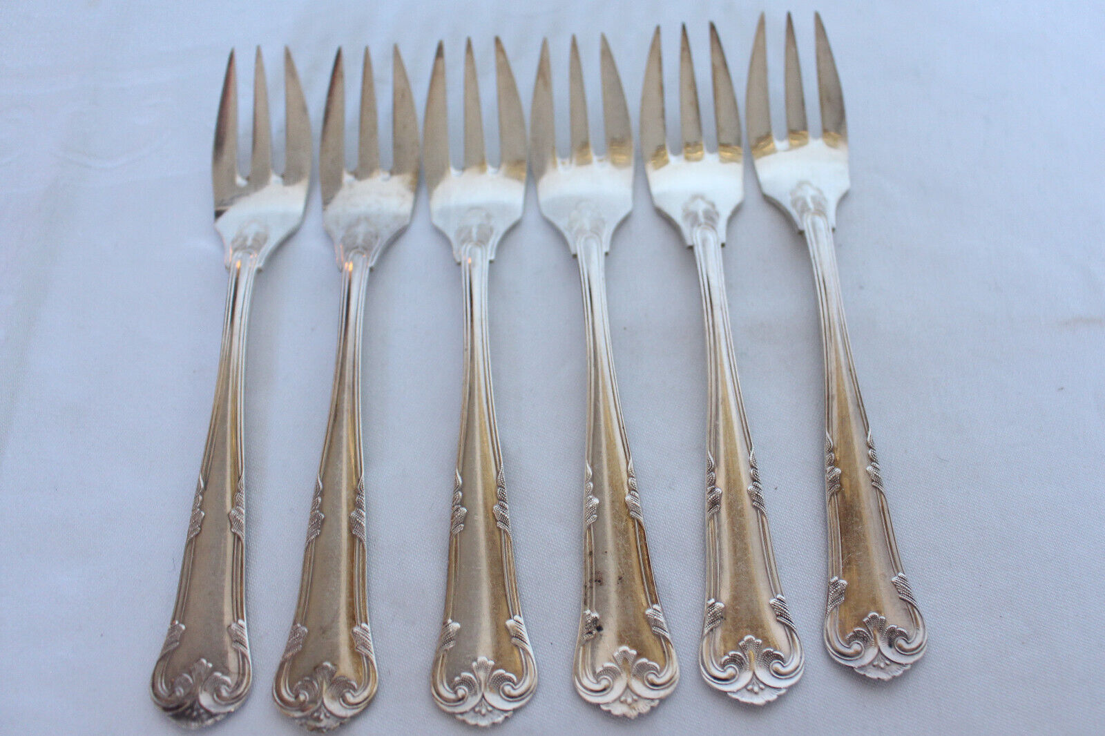 6 Beautiful Old Cake Forks From Denmark From 830er Silver Real Silver #11151