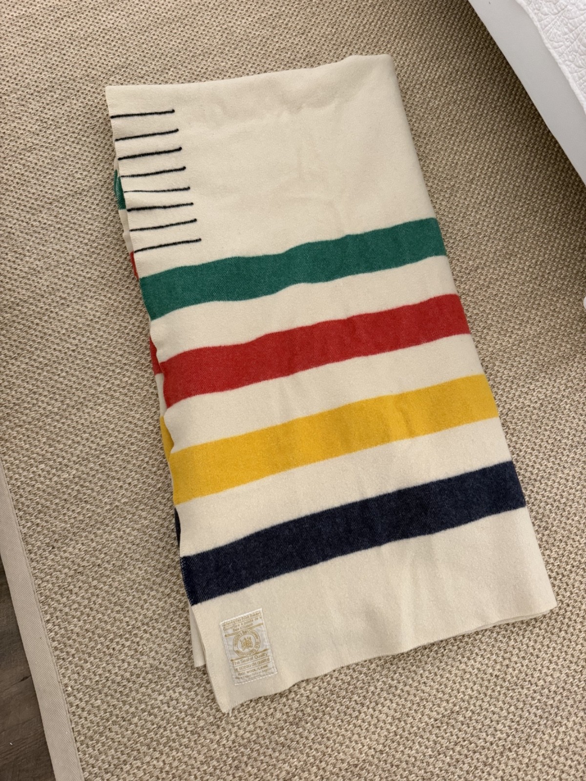 Vintage Hudson Bay Gold Label Multistripe 8-Point King 100% Wool Made in England