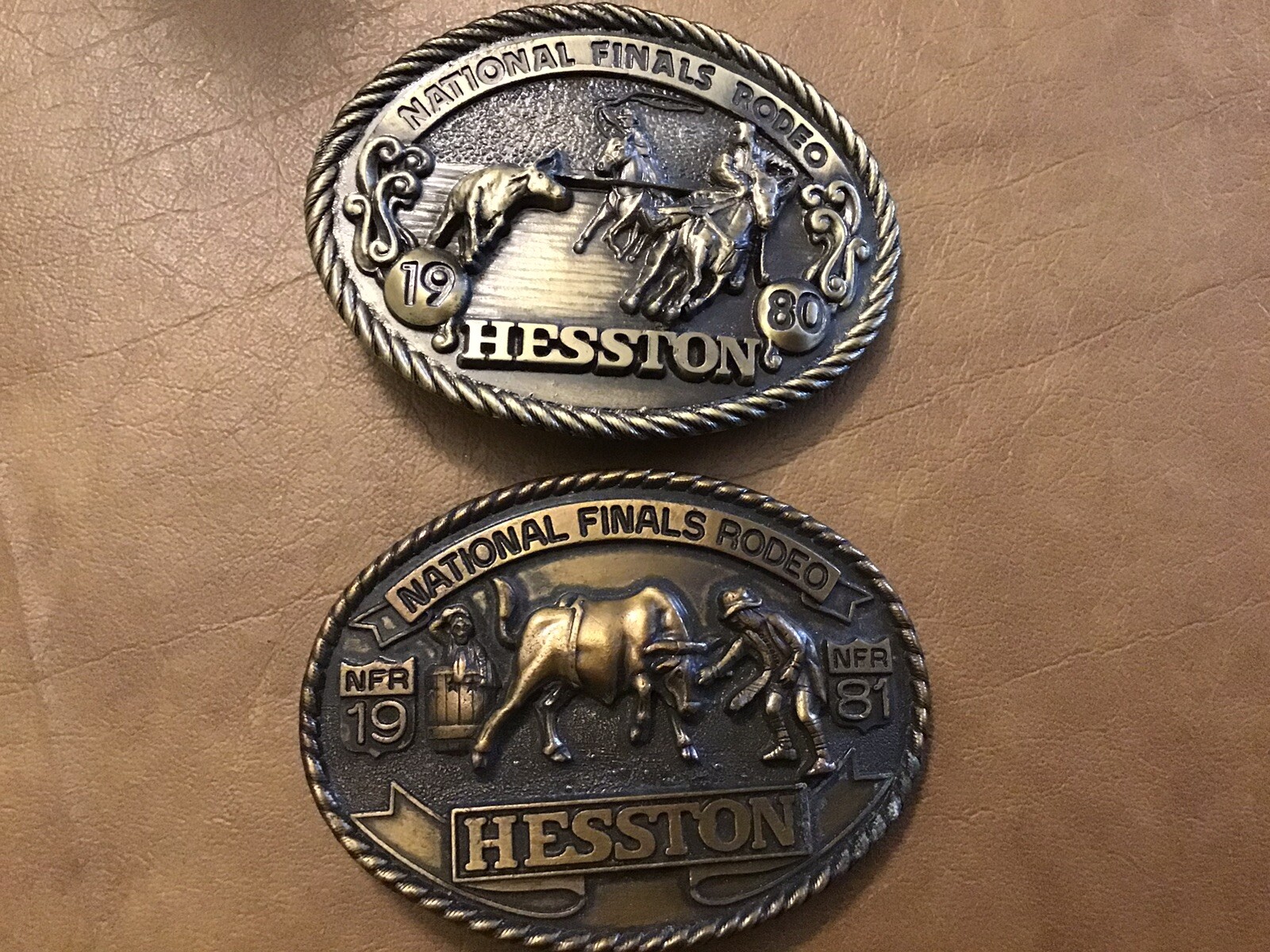 1980 / 81 National Finals Rodeo Hesston 6th and 7th Ed. Collector\'s Belt Buckles