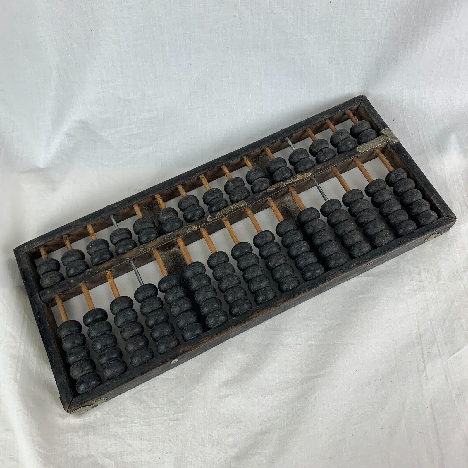 Vintage Chinese Abacus from China in Use Pre-1970 Wooden 15 Post 98 Beads