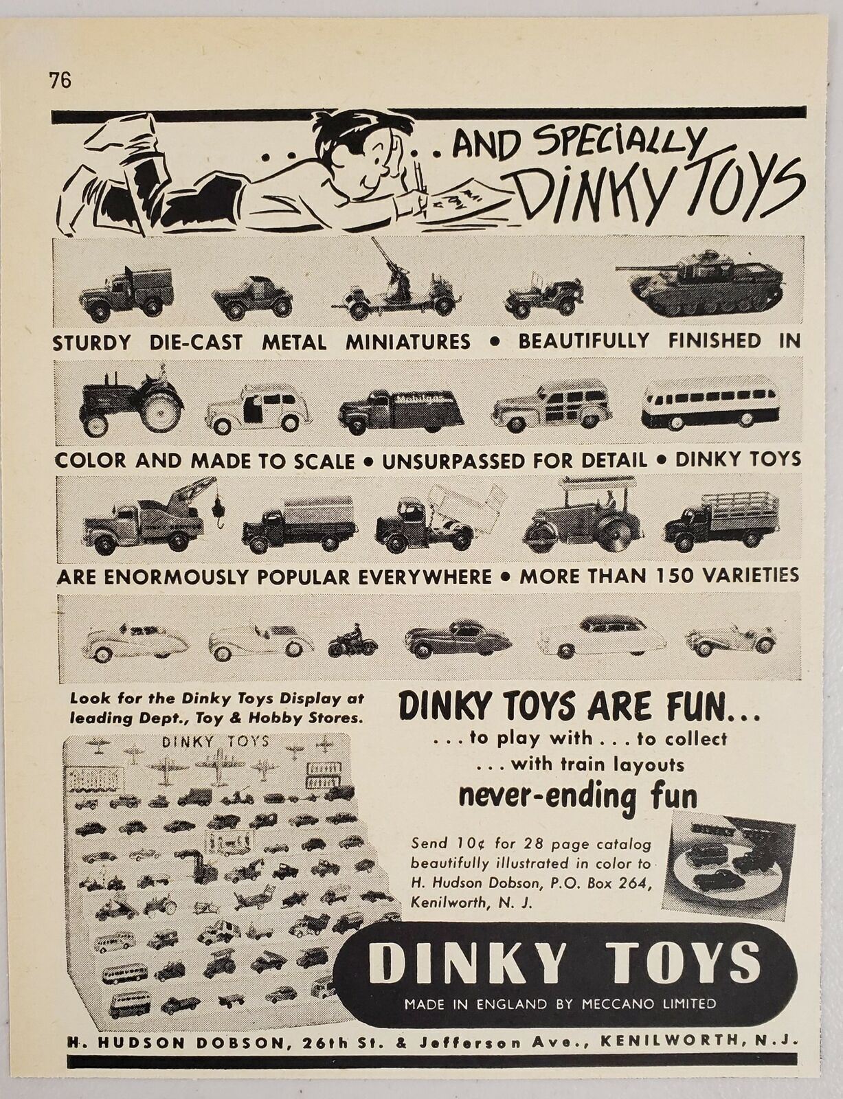 1954 Print Ad Dinky Toys Die Cast Metal Miniatures Cars,Trucks Kenilworth,NJ