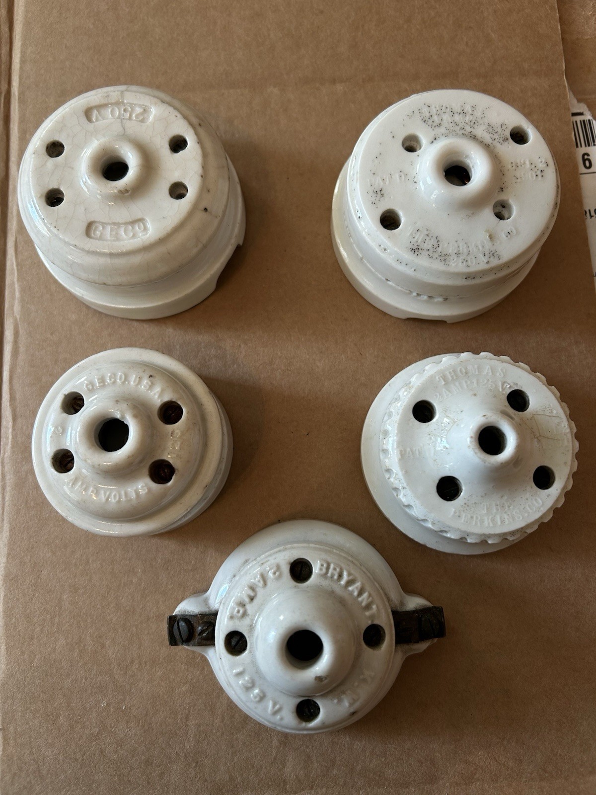 Antique Porcelain Light Rosette Geco Perkins Bryant Porcelain 1900s Vintage 5