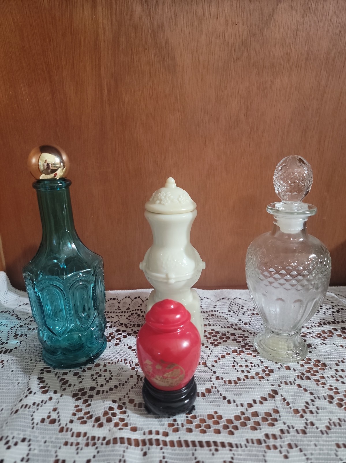 Vintage Avon Bottles Mixed Lot Of 4  3 Empty Red One Is I/2 Full