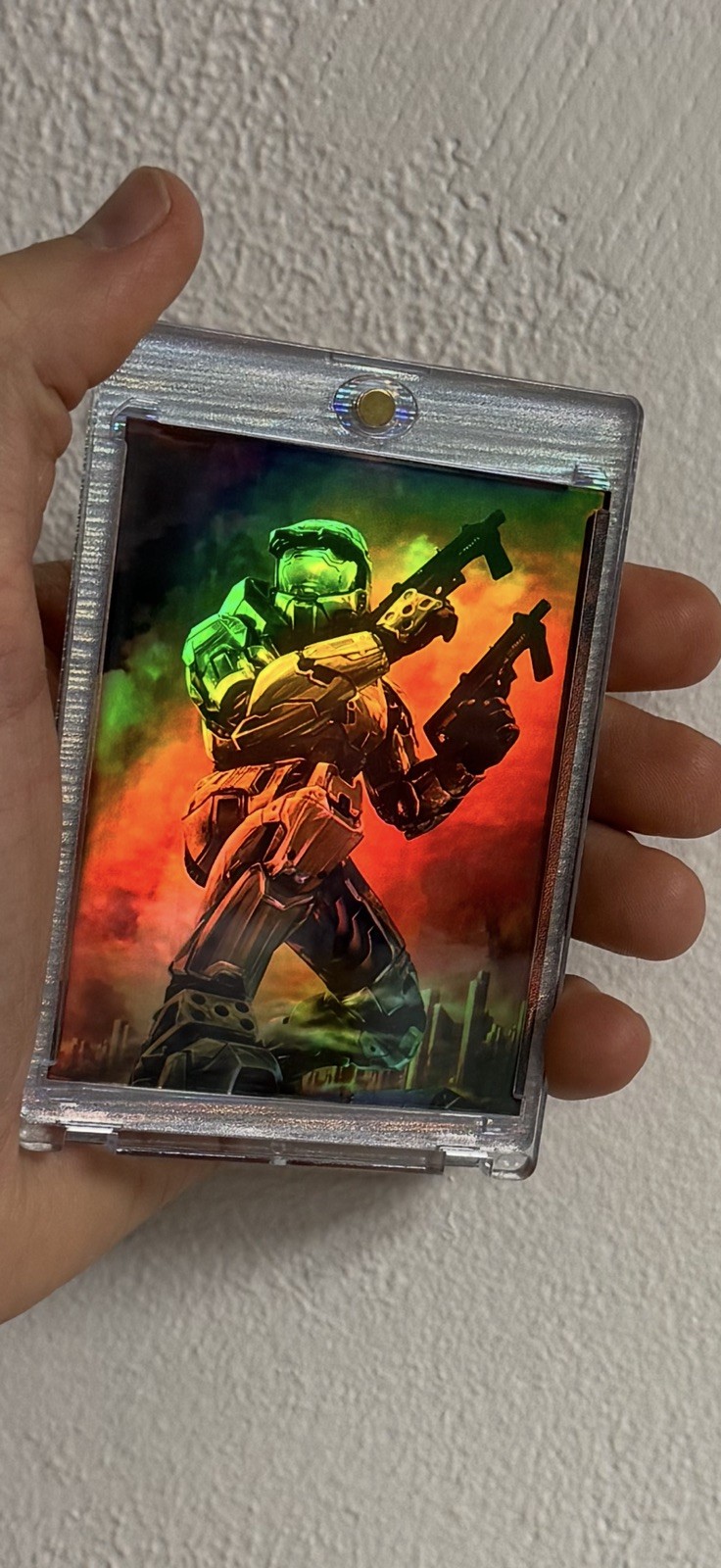 Halo Master chief art card/sticker Non-Sport Trading Card. Full holographic🤙
