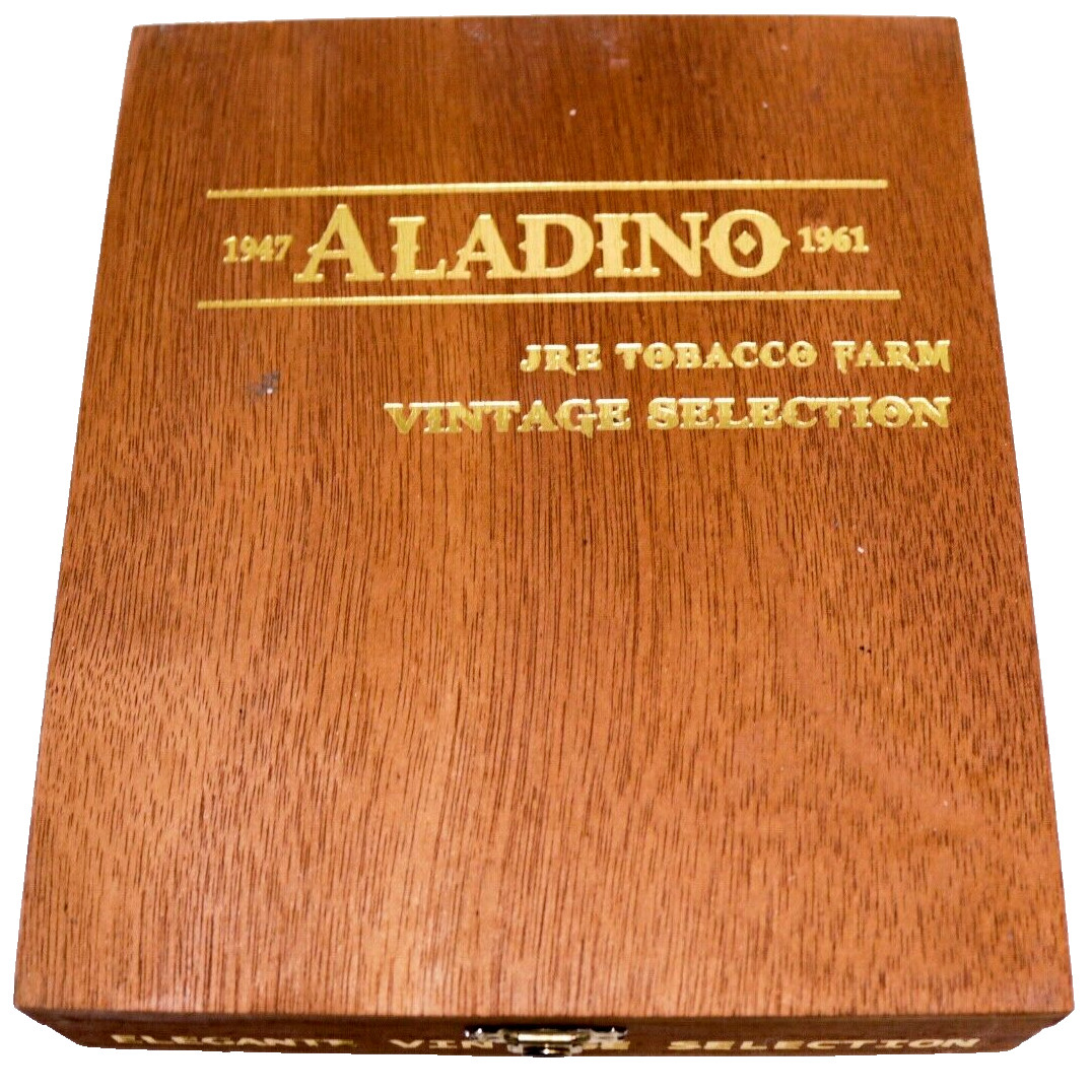 Aladino Elegante Vintage Empty Wood Cigar Box 7.5\