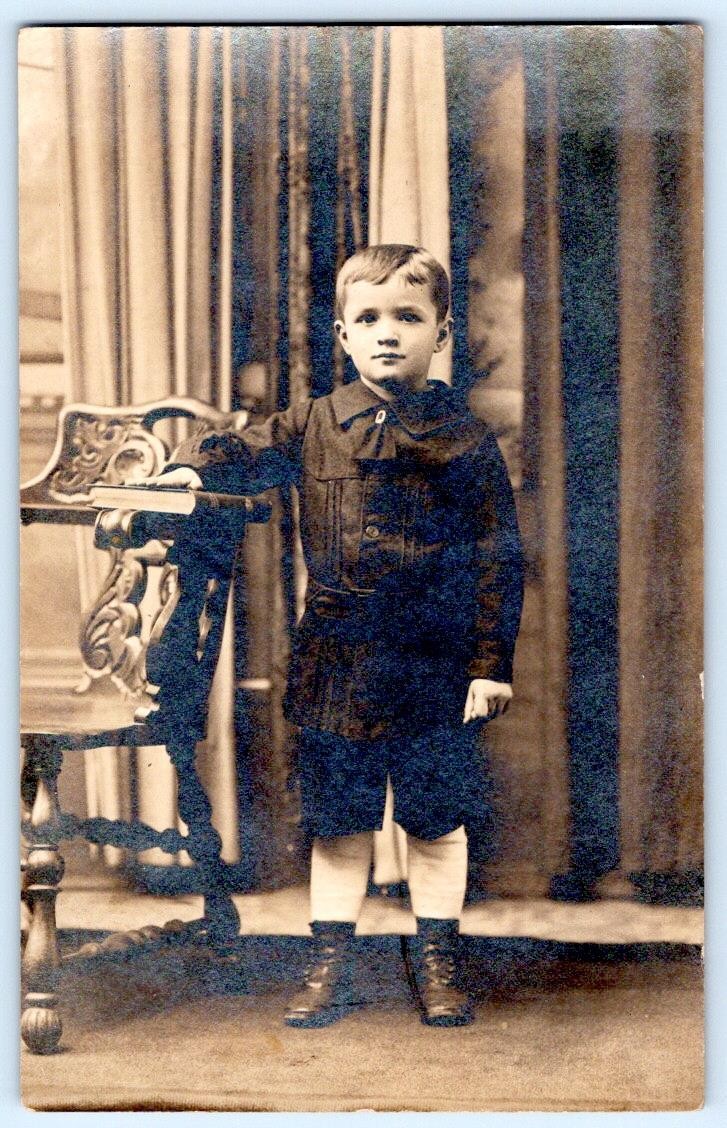 1910-20's RPPC GERHARDT STUDIO STEELTON PA LITTLE BOY KNICKERS PHOTO POSTCARD