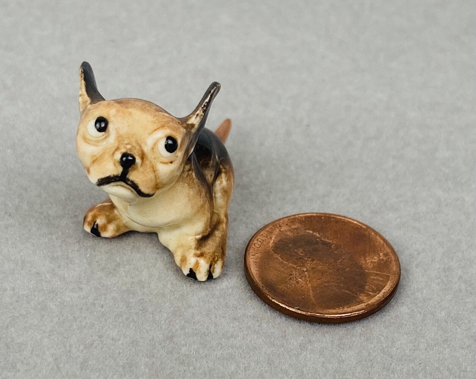 Vintage Monrovia Hagen Renaker Running French Bulldog Beagle Miniature Figurine