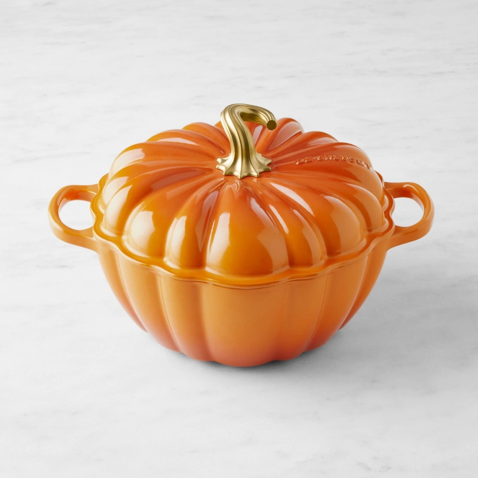 Le Creuset Enameled Cast Iron Pumpkin Cocotte, 4-Qt Color Persimmon