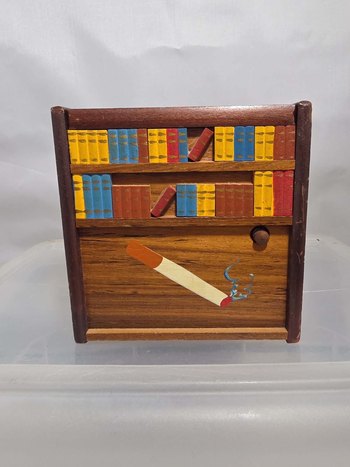 Vintage 1950s Wooden Musical Cigarette Dispenser Wind Up Pop Up Dog (6)