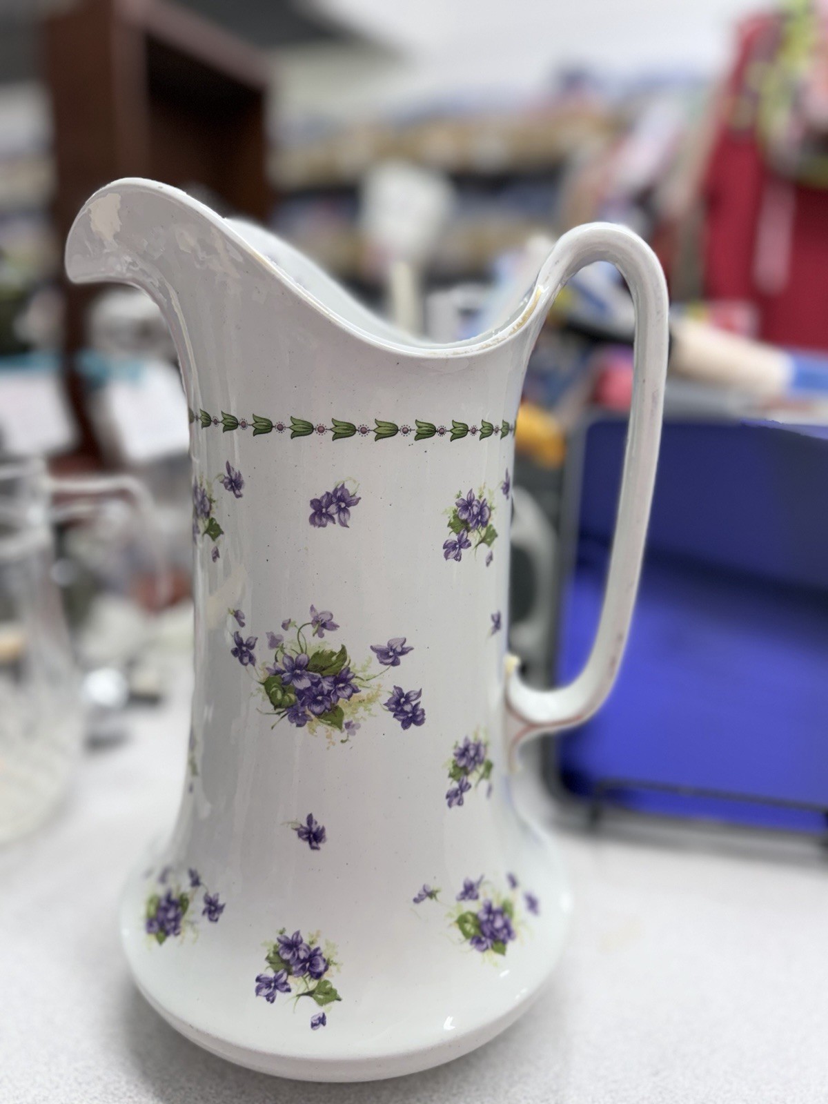 VTG 1930’s H&K Tunstall “Viola” Pattern Art Deco Ceramic Pitcher England 8975