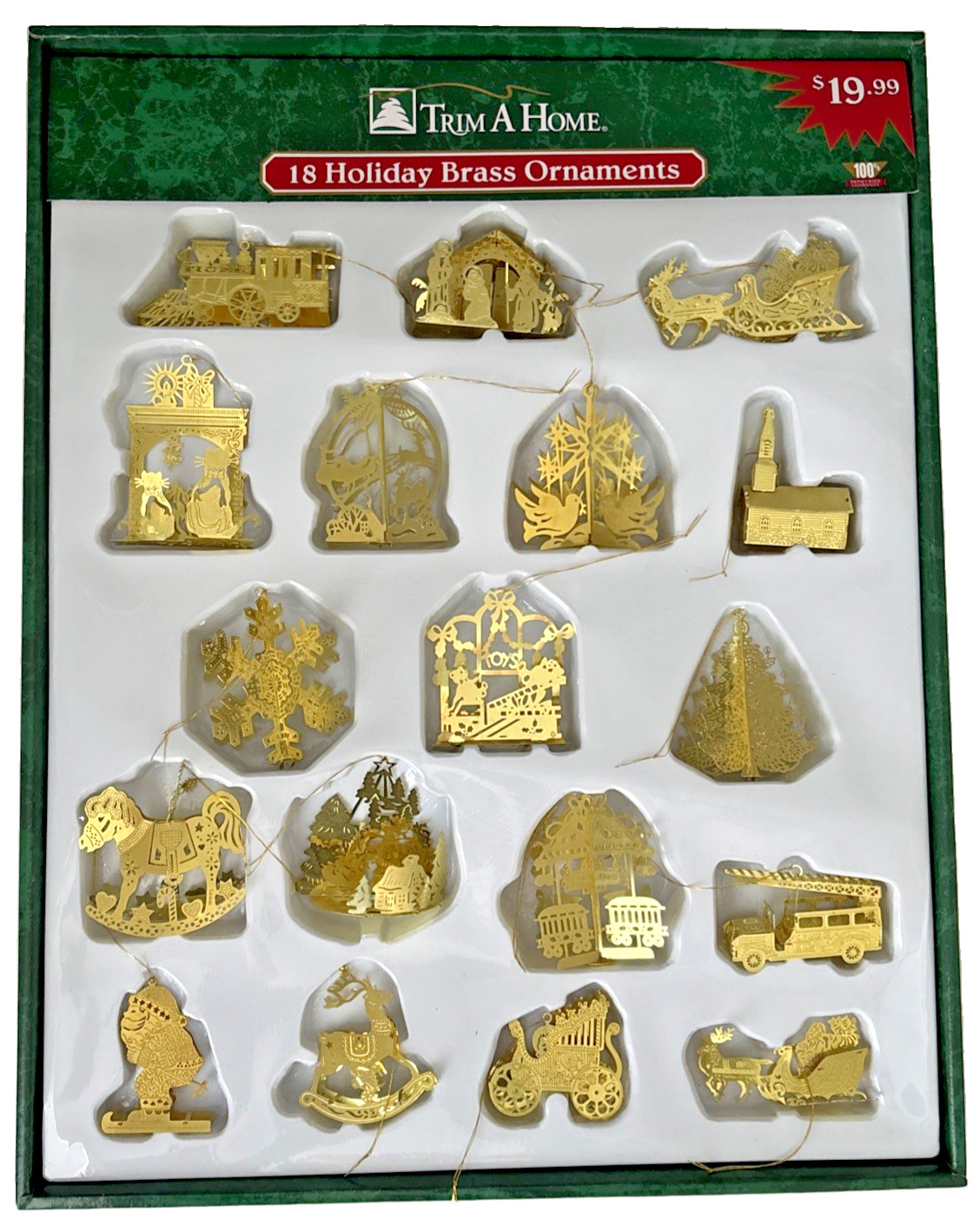 VTG Trim A Home 18 Holiday Brass Ornaments Set VTG Trim A Home 18 Holiday Brass Ornaments Set