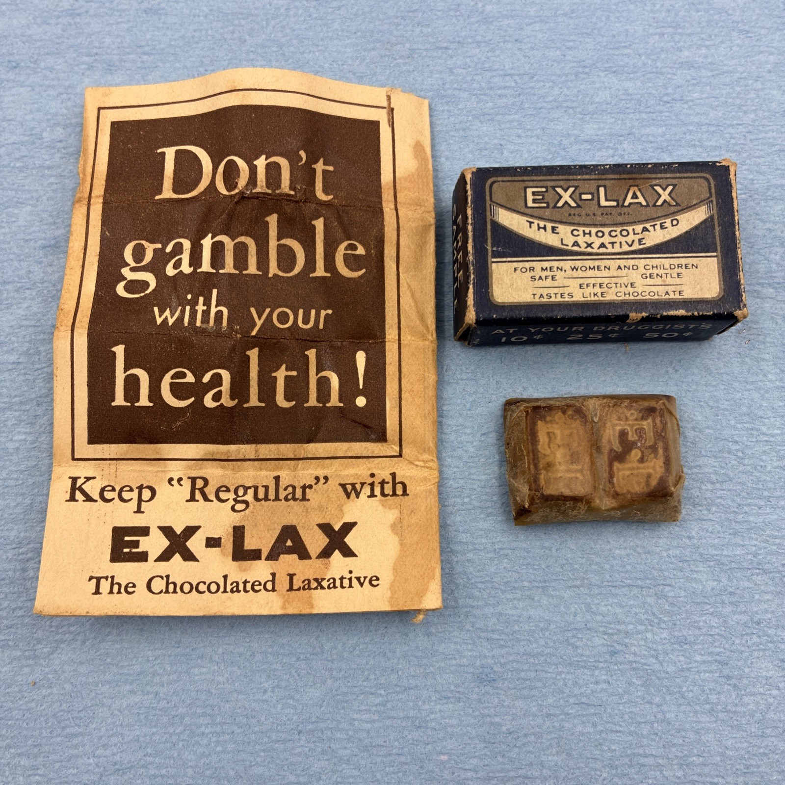 Vintage NOS EX-LAX Chocolate Laxative Free Sample Box w/All Contents +Bonus a493