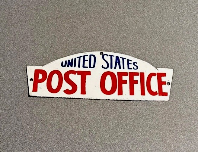 VINTAGE 12” UNITED STATES POST OFFICE PORCELAIN SIGN CAR GAS OIL MOTORCYCLE VINTAGE 12” UNITED STATES POST OFFICE PORCELAIN SIGN CAR GAS OIL MOTORCYCLE