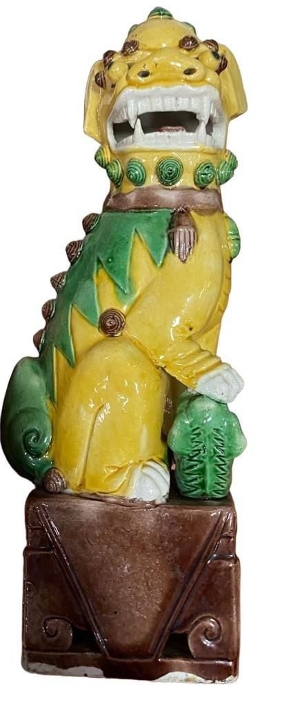 Vintage Chinese Sancai Glazed Foo Dog Lion Statue