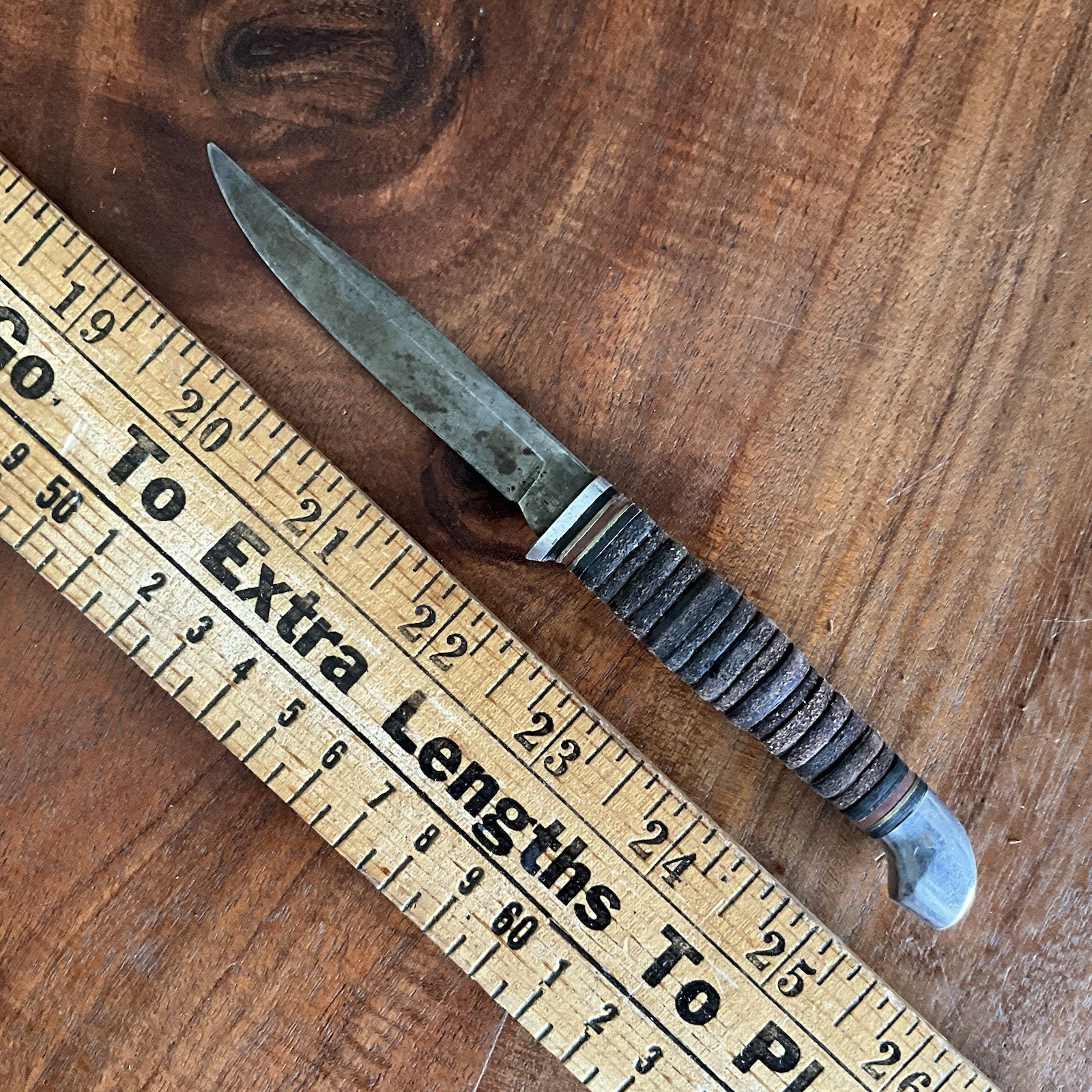 Vintage Rare KINFOLKS USA Carbon Steel Clip Fixed Blade Knife