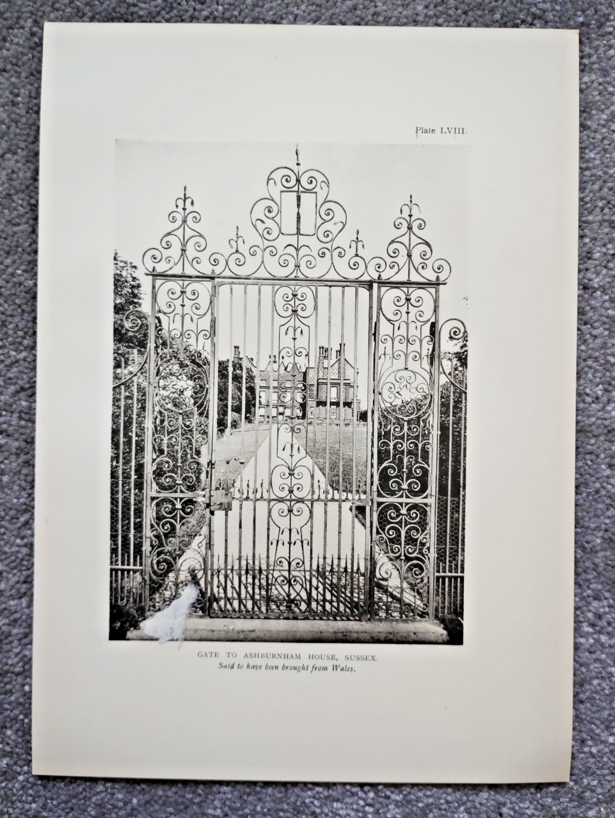 A Gate at Ashburnham House, Sussex - Antique Print - 1911
