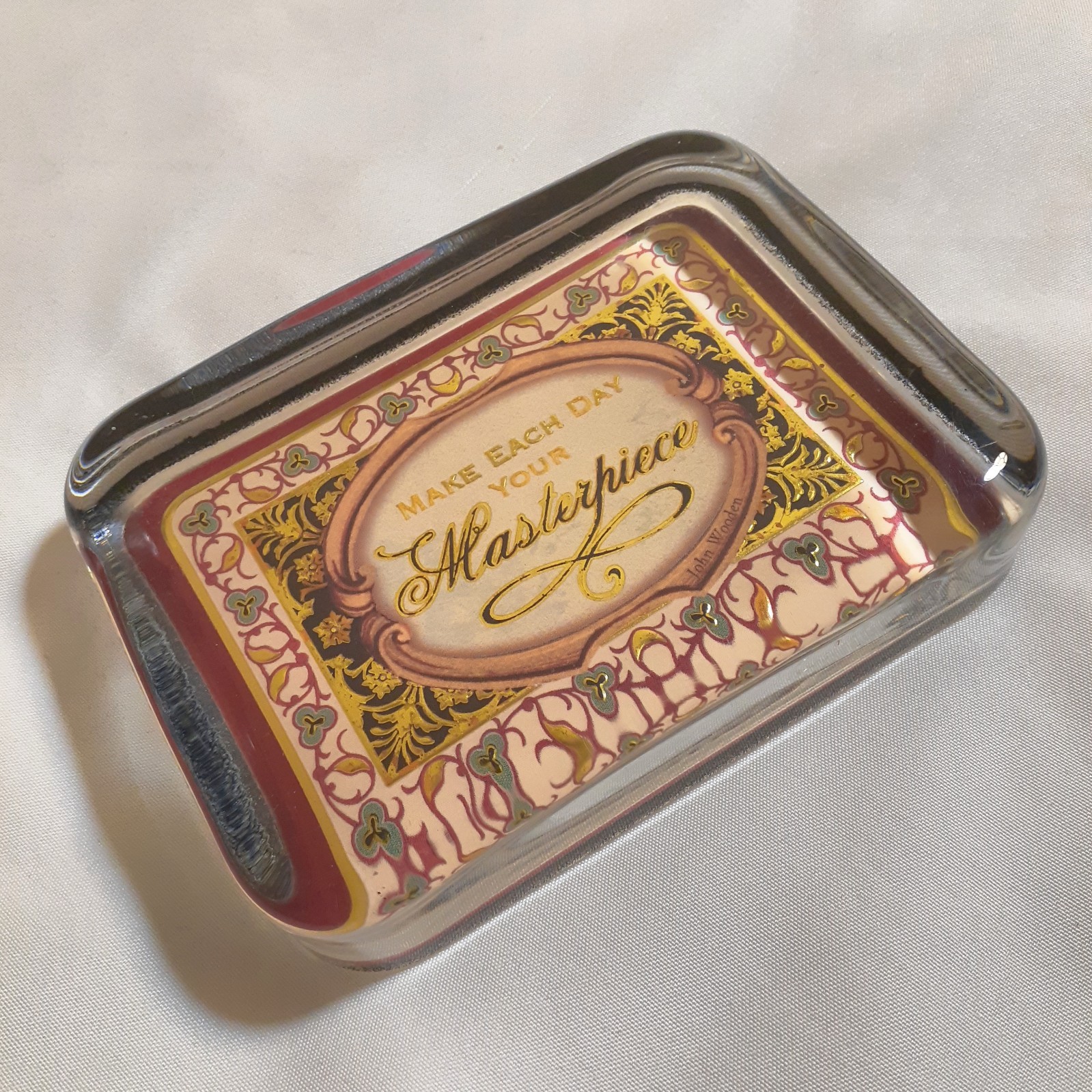 Punch Studio Glass Paperweight Make Each Day Your Masterpiece Gold Foiled VTG