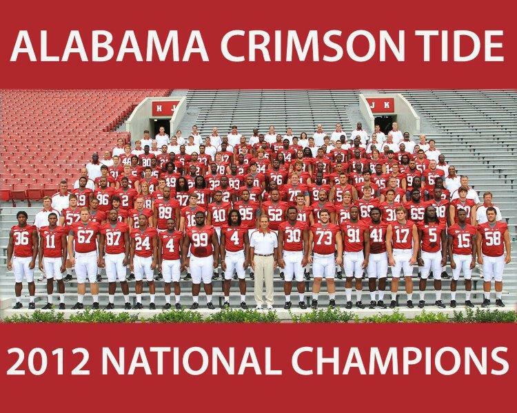 2012 ALABAMA CRIMSON TIDE Team National Champions 8x10 Photo Print Reprint