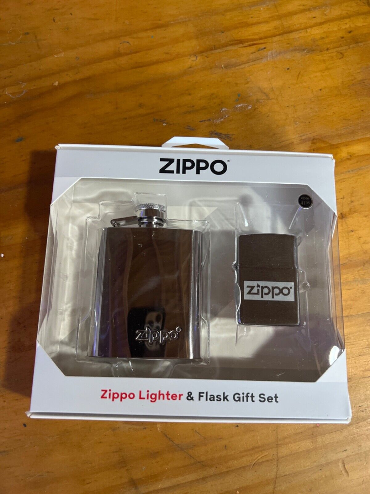 Zippo 49358, Flask & Lighter GIft Set, New In Box, Brushed Chrome Lighter