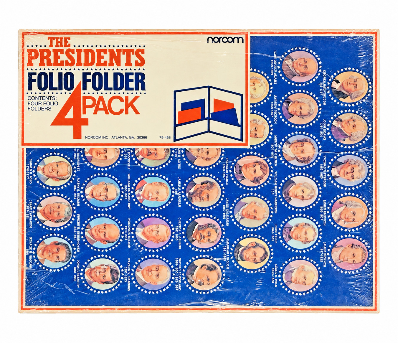 Vintage 1980s Norcom Presidents Folio Folders 4 Pack NOS Reagan Era USA Sealed
