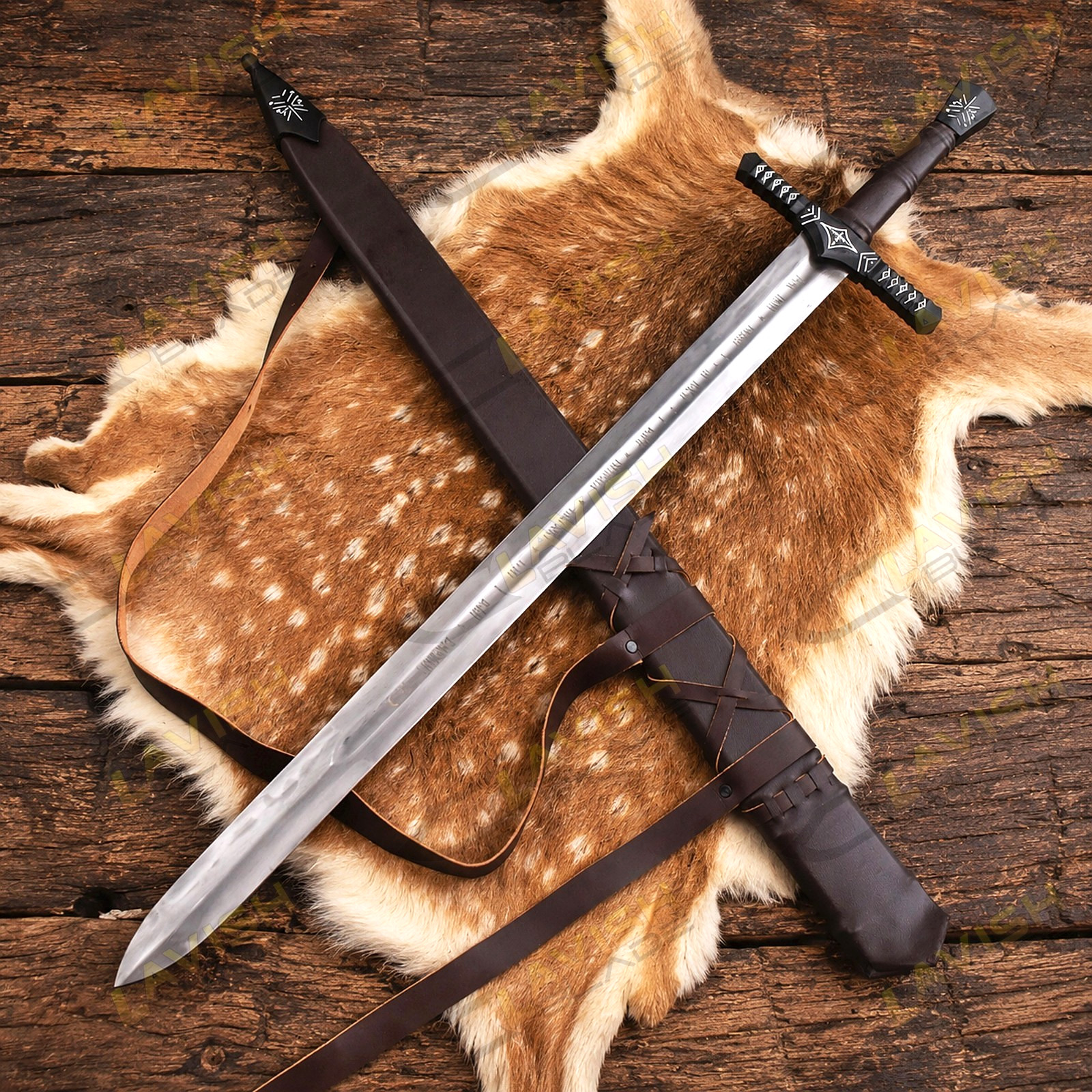 Hand Forged Viking Sword Carbon Steel Medieval Replica with Scabbard