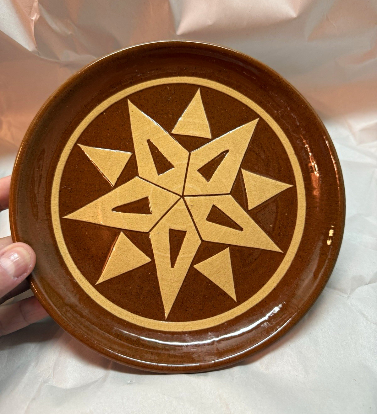 1940s Pine Ridge Pottery Star Plate Ella Irving E Cox Oglala Lakota Sioux