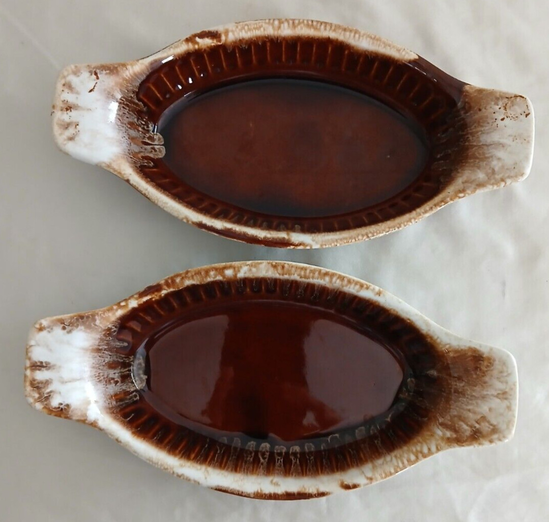 2 McCoy Brown Drip Glaze Casserole Au Gratin Baking Dishes # 7031 Vintage