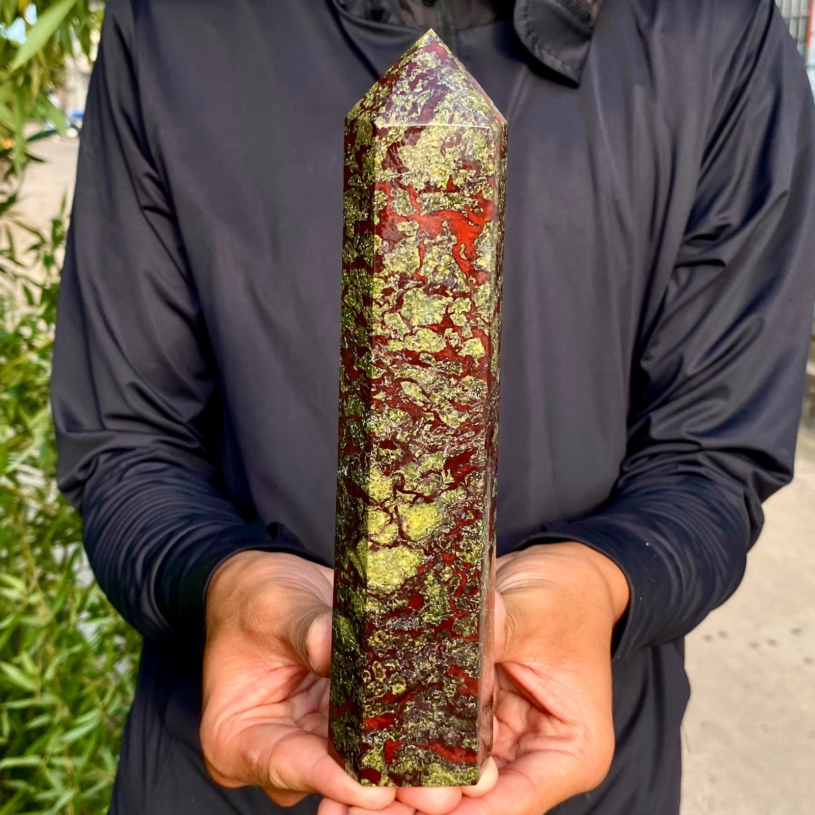 1.86LB Natural Dragon Blood Column Obelisk Crystal Column Wand Point Healing