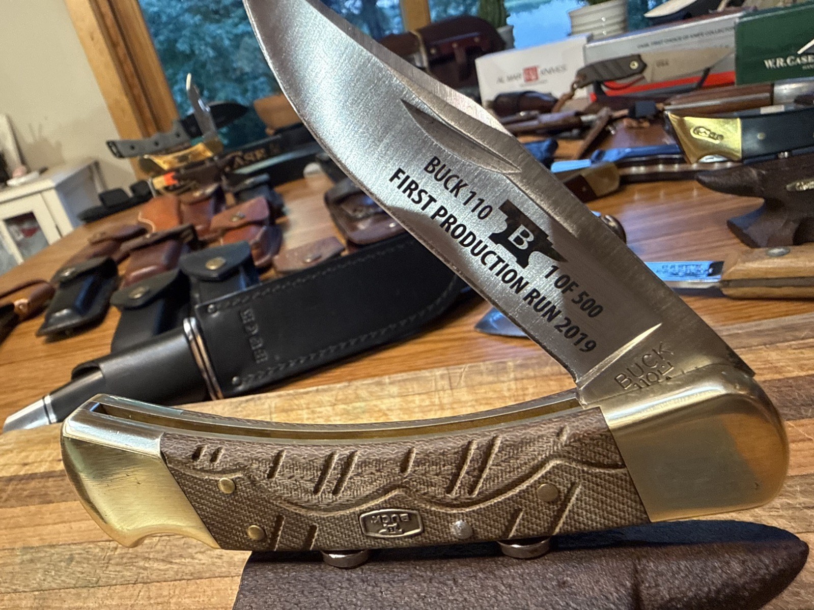 Limited 1 OF 500 FIRST PRODUCTION RUN 2019 Custom Micarta 110 Hunter Buck Knives