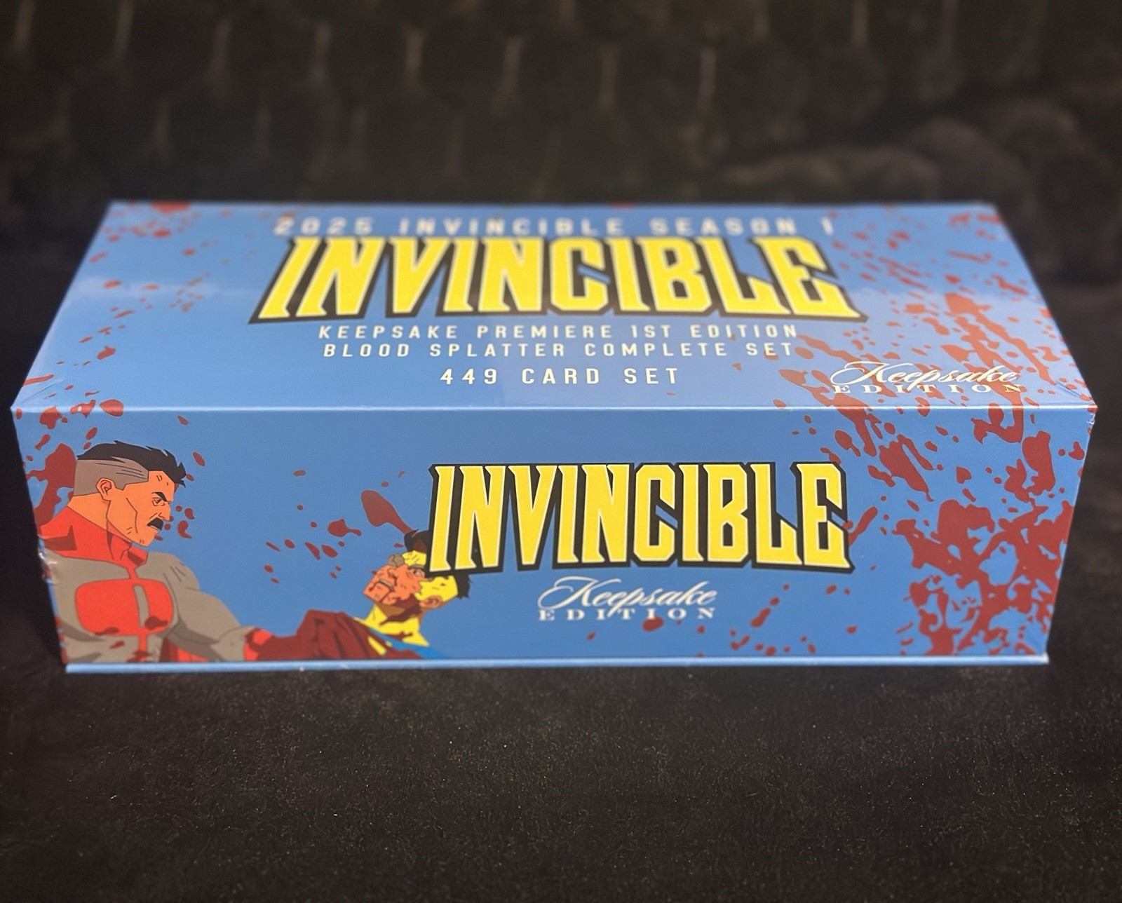 SDCC 2025 Keepsake Invincible 1st Edition Blood Splatter 449 Card Set Sealed