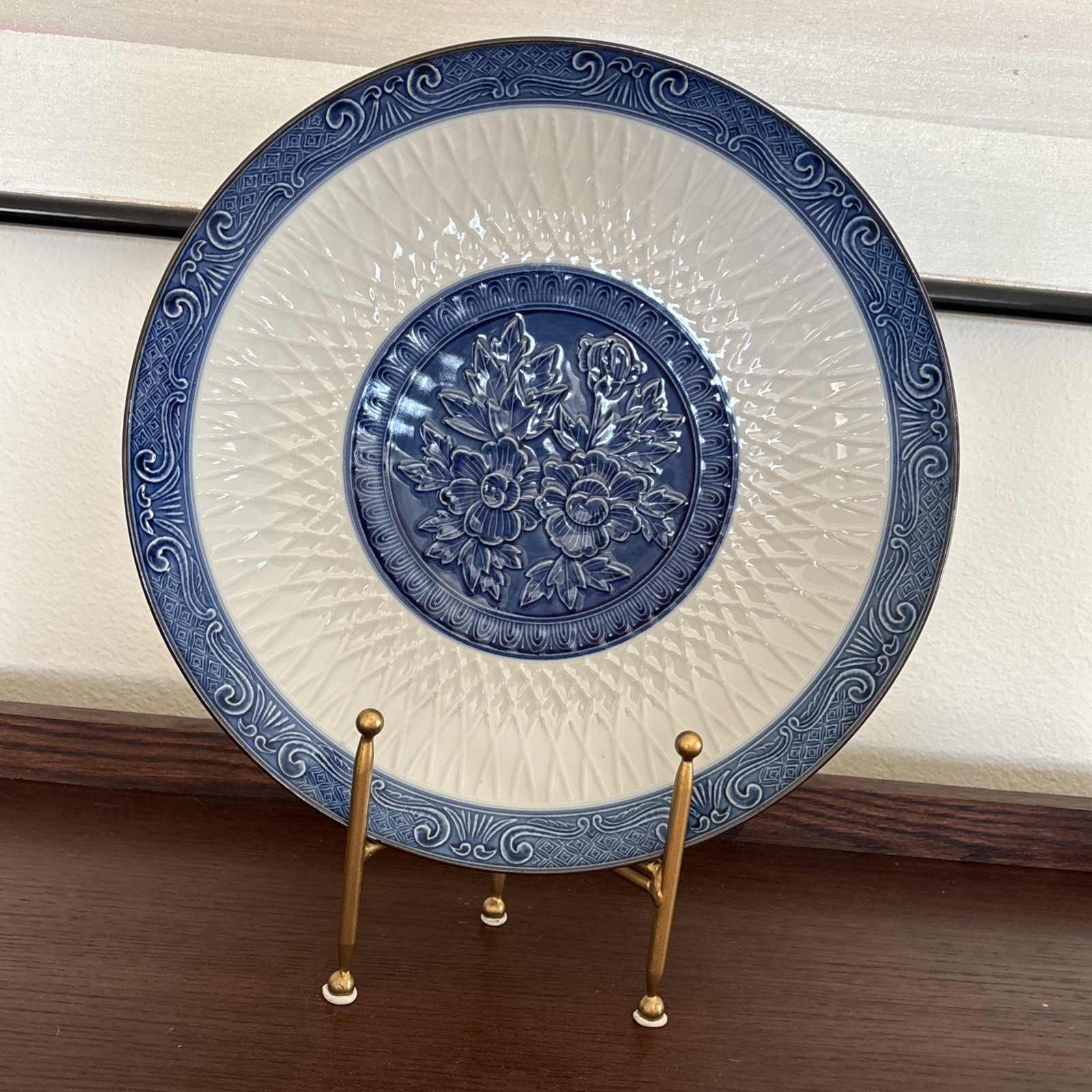 Vntg Arita Mansen Blue Platter, Charger Plate, 13.25” Japanese Blue White Vntg Arita Mansen Blue Platter, Charger Plate, 13.25” Japanese Blue White