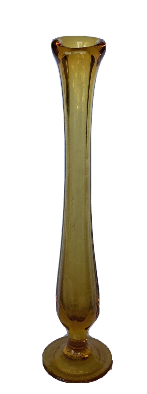 New Martinsville Swung Bud Vase Amber Handblown Glass Footed 8.5\