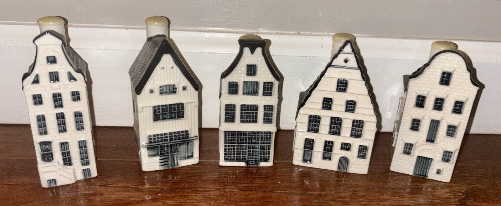 Blue Delft's KLM Amsterdam Holland Houses Lot Set 5 #6, 11, 35, 38 & 79 Empty