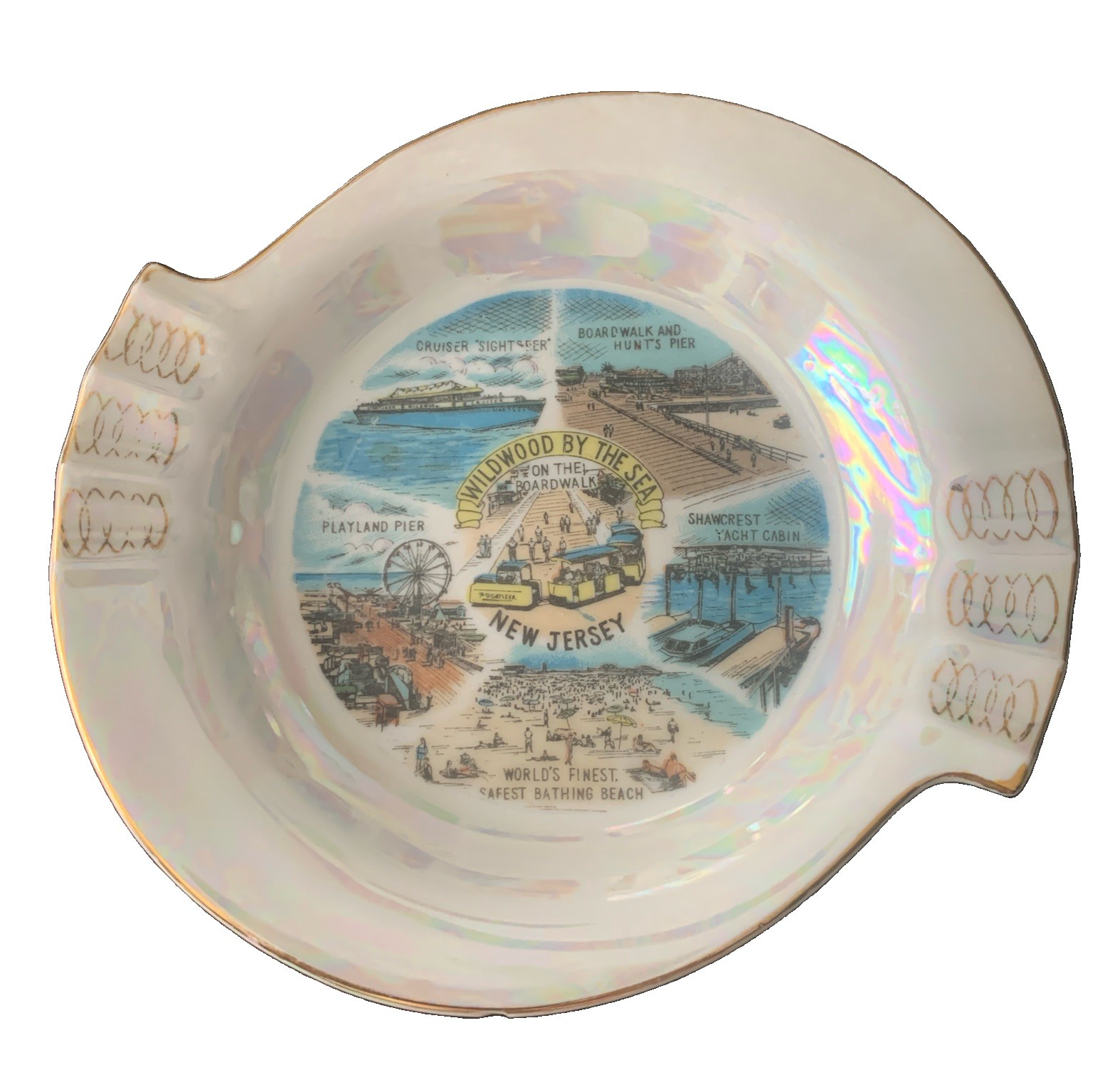 Vintage Ashtray Wildwood By The Sea On The Boardwalk New Jersey Kenmar Japan