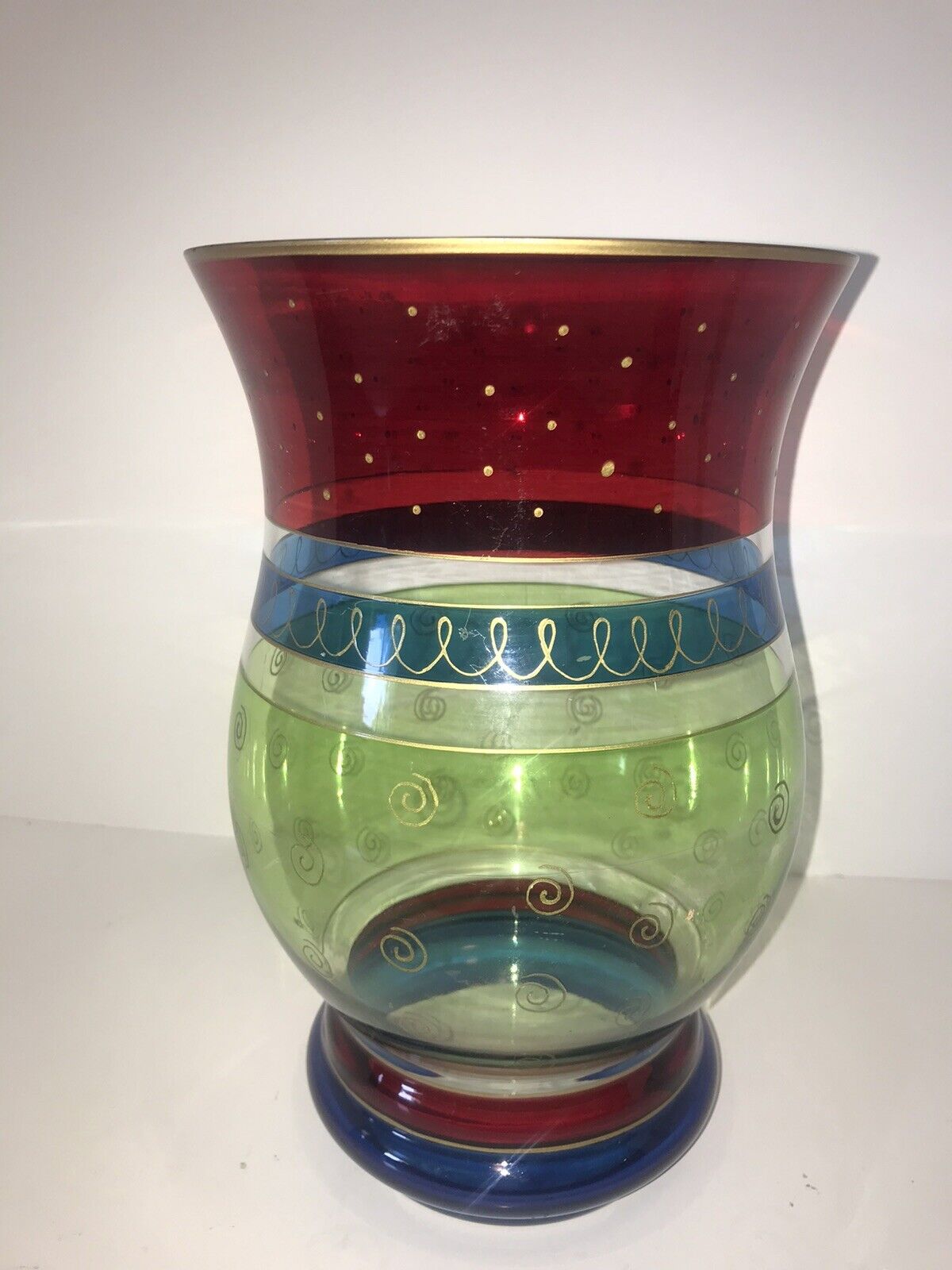 Vintage color block decorative glass vase