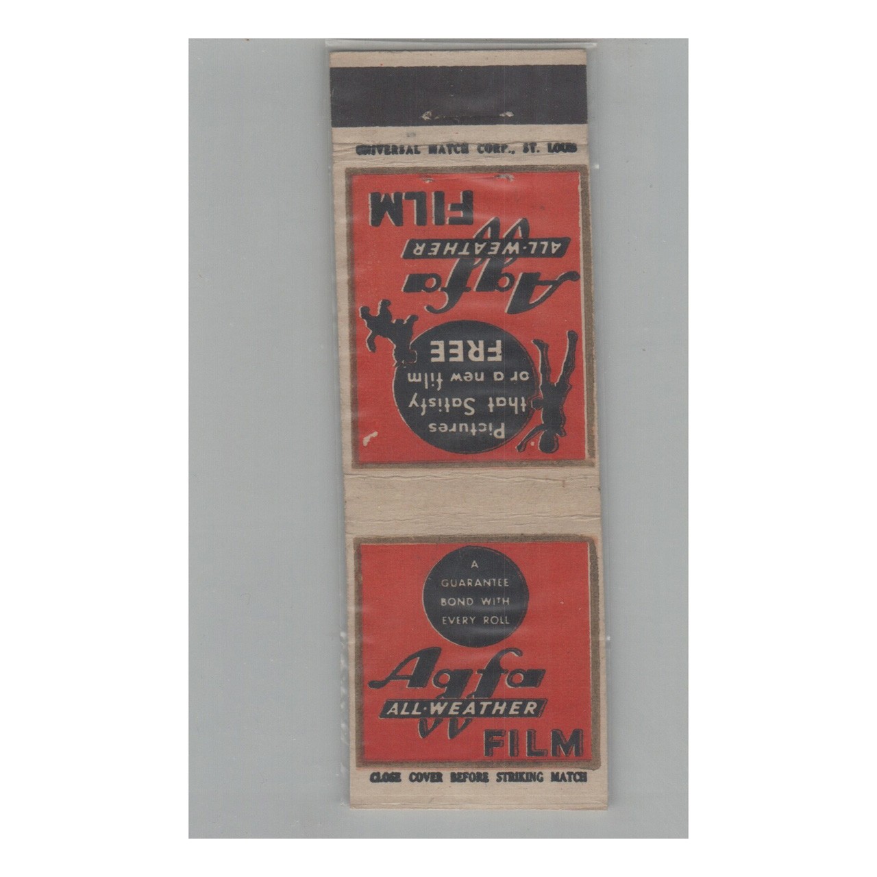 1920s-1930s Universal Match Matchbook Cover Agfa All-Weather Film