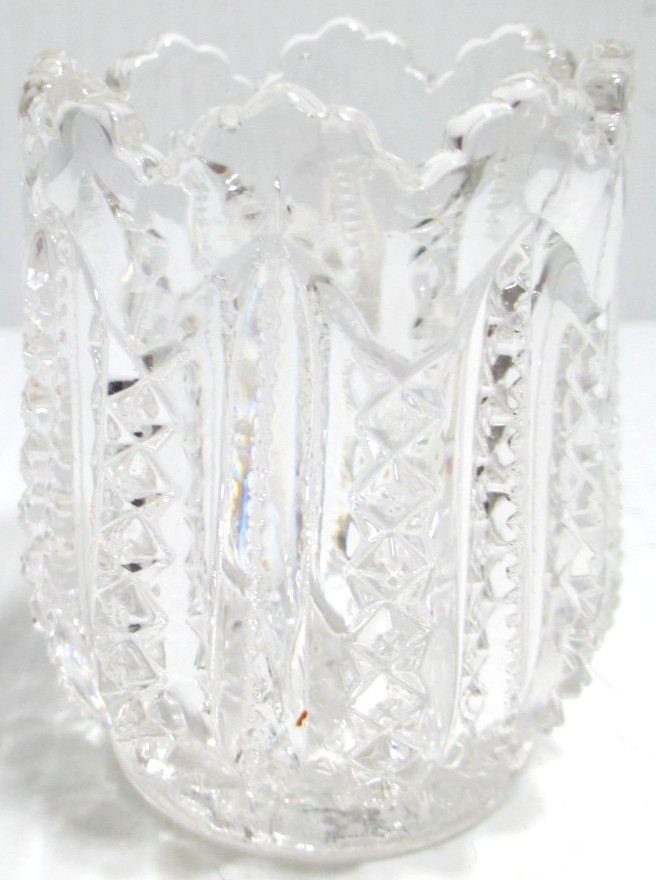 Antique Duncan\'s Sons Glass Toothpick Holder Clear Empire Mardi Gras 2 1/2\