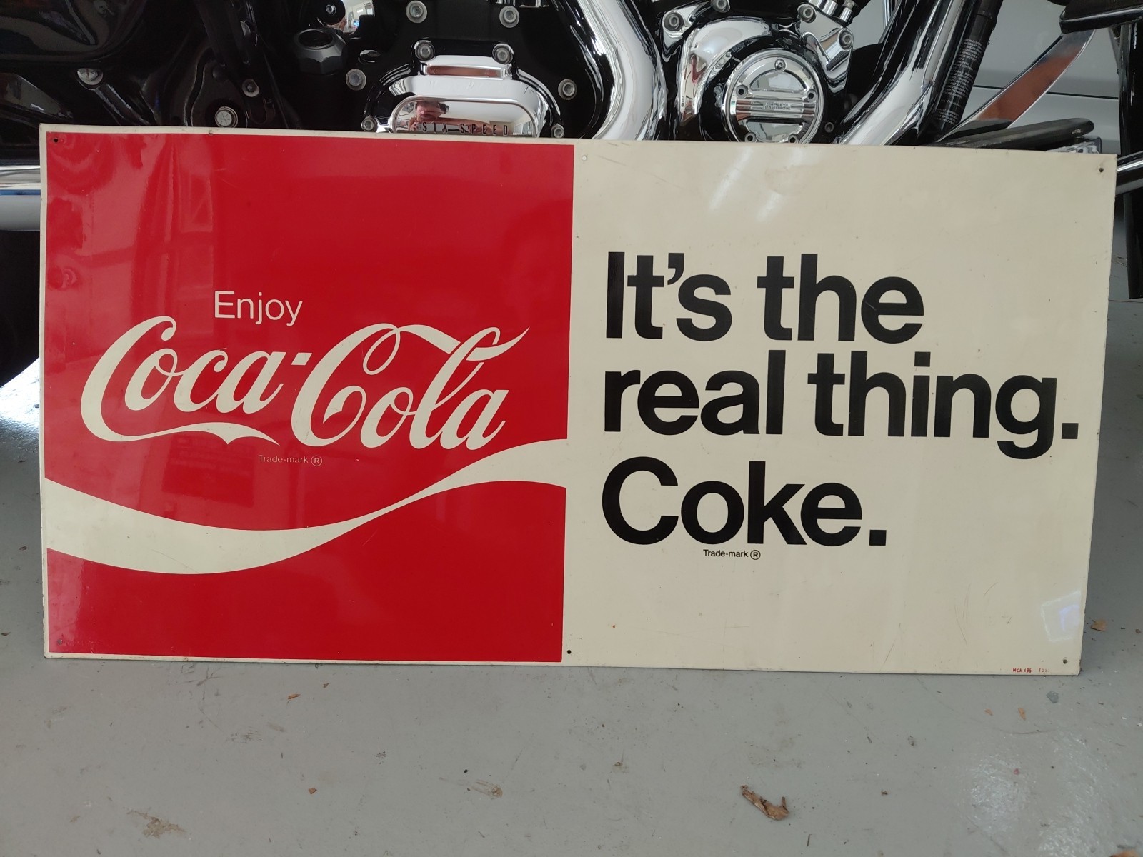 c.1960s Original Vintage Enjoy Coca Cola Sign Metal Its The Real Thing Coke Cool