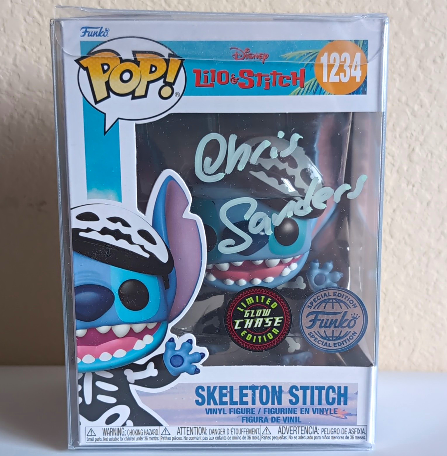 Funko Pop Disney Lilo & Stitch Skeleton Stitch #1234 GITD Chase w/Protector