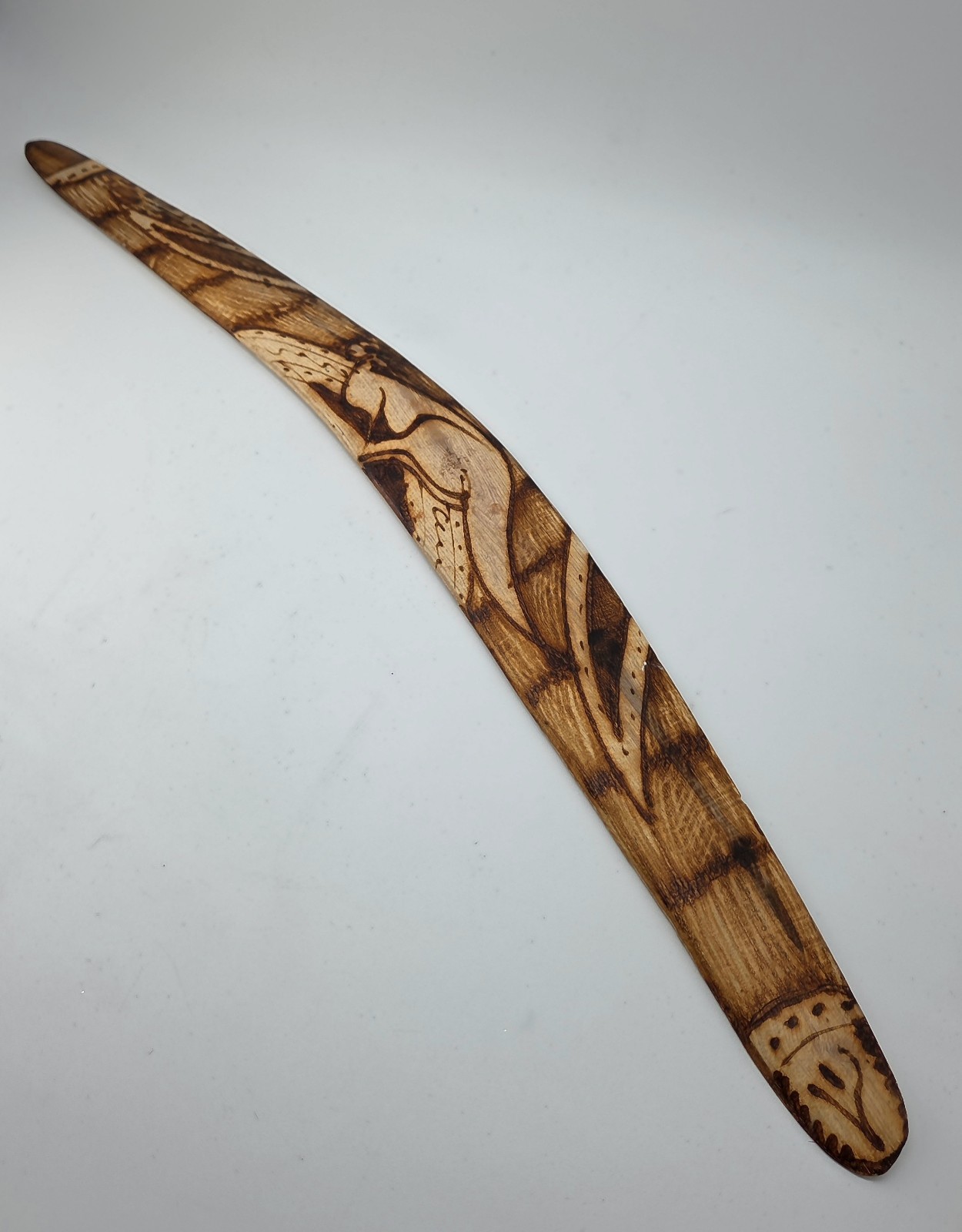 ​Vintage Australian Aborigine Wooden Boomerang Kangaroo Hand Carved Mulga