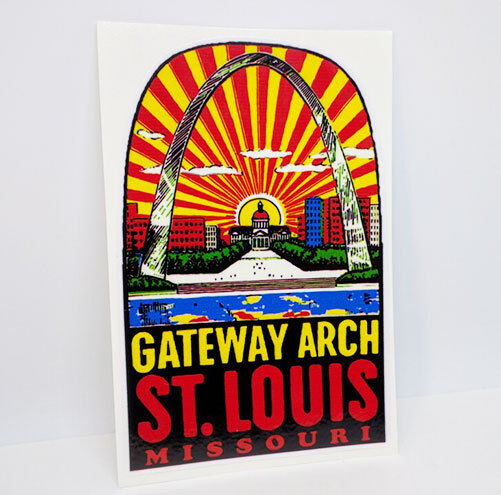 St. Louis Missouri Arch Vintage Style Travel Decal, Vinyl Sticker, Luggage Label