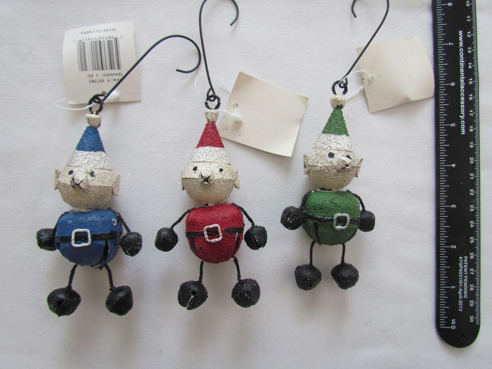 Christmas ELF Jingle Bell Ornaments ~ ELVES ~ set 6 bells Tender Heart NEW 