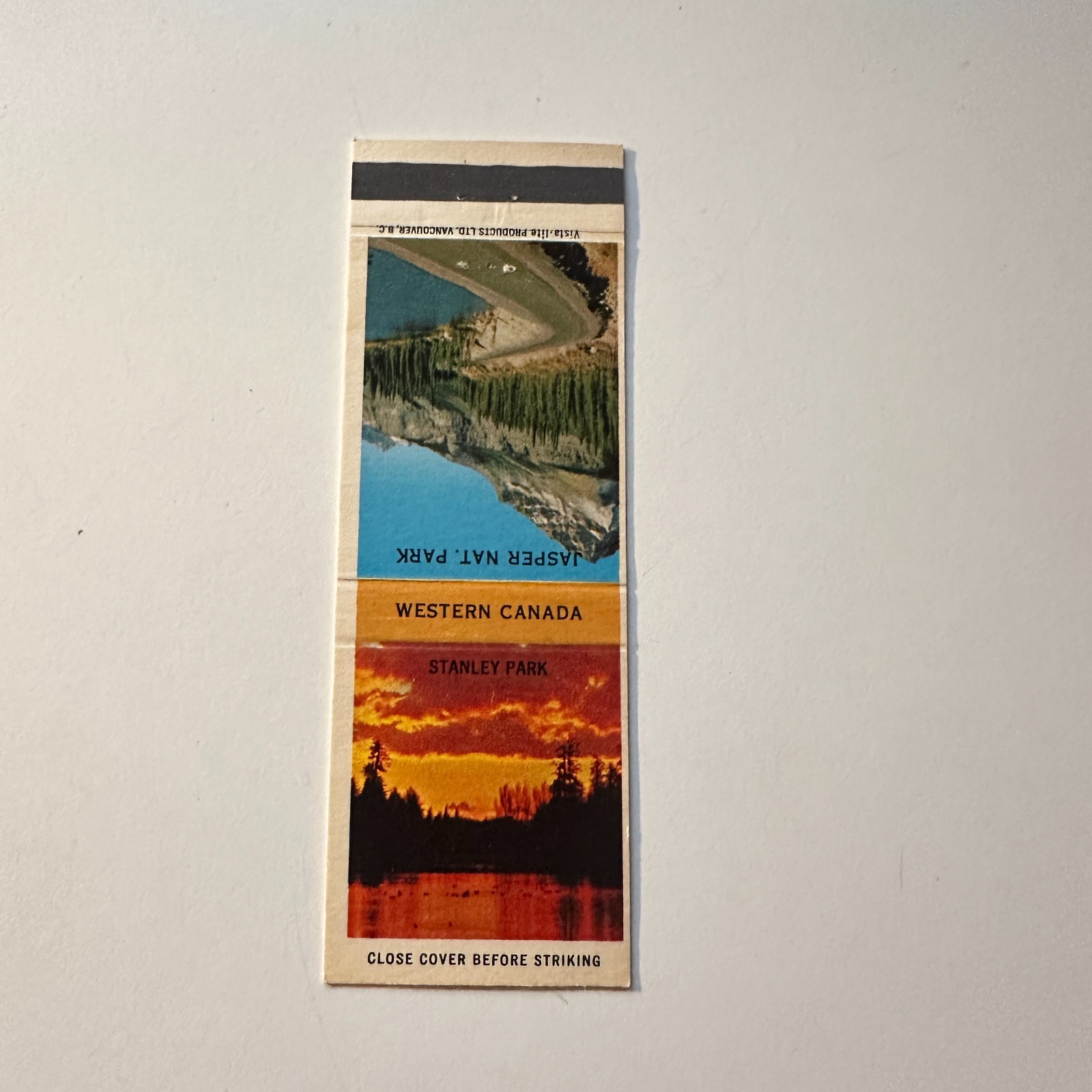 Western Canada Stanley Park Jasper Nat Park Vintage Matchbook Cover 5MB126-3