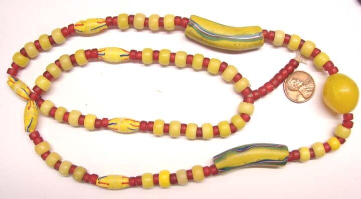 Yellow and Red Trade Bead Necklace