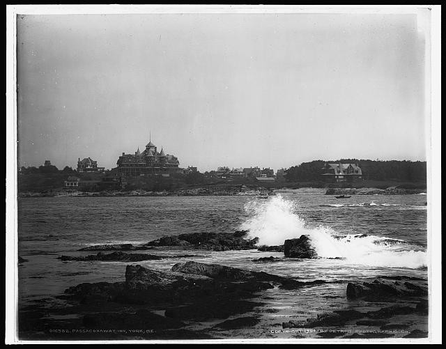 York Maine Passaconaway Inn 1900s Coastal Hotel Rocky Shoreline Wave Crash