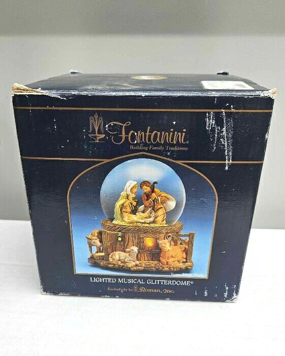 Fontanini  Lighted Musical “Glitterdome” Nativity Scene  Plays Silent Night *Box