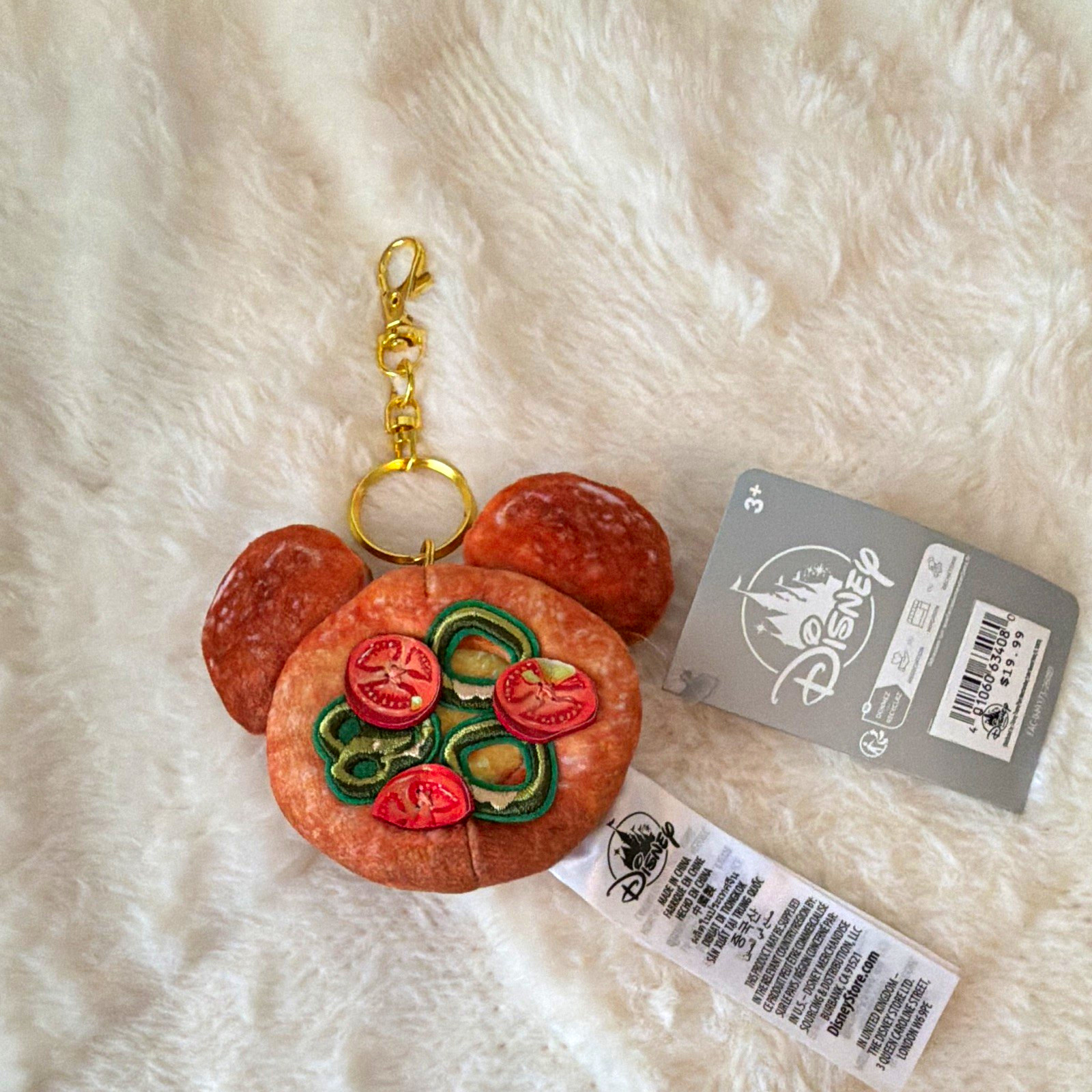 Disney Mickey Mouse Pizza Plush Shaped Keychain Keyring With Tags Disney Mickey Mouse Pizza Plush Shaped Keychain Keyring With Tags