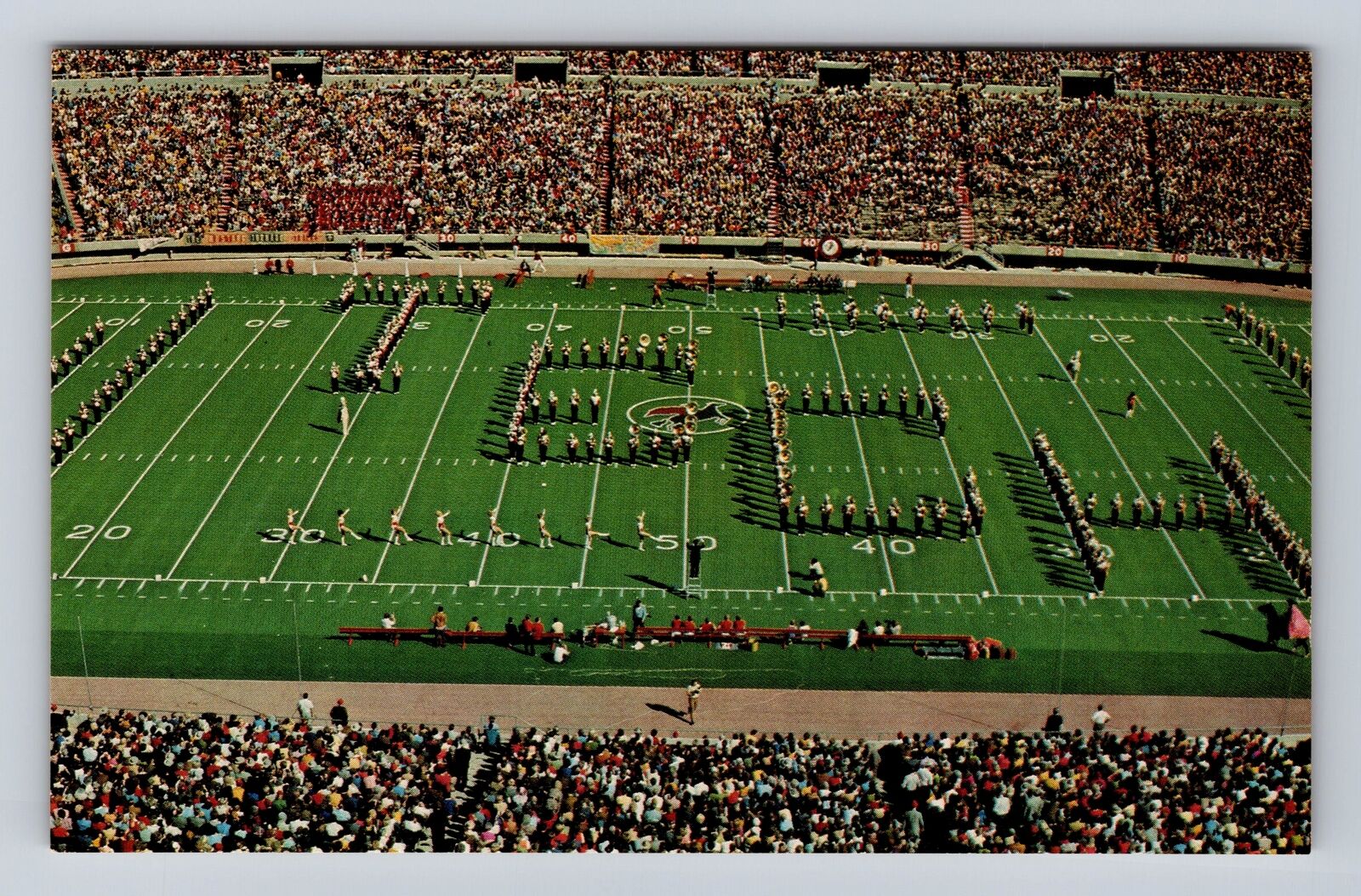 Lubbock TX-Texas, Texas Tech University, Band Football Game, Vintage Postcard