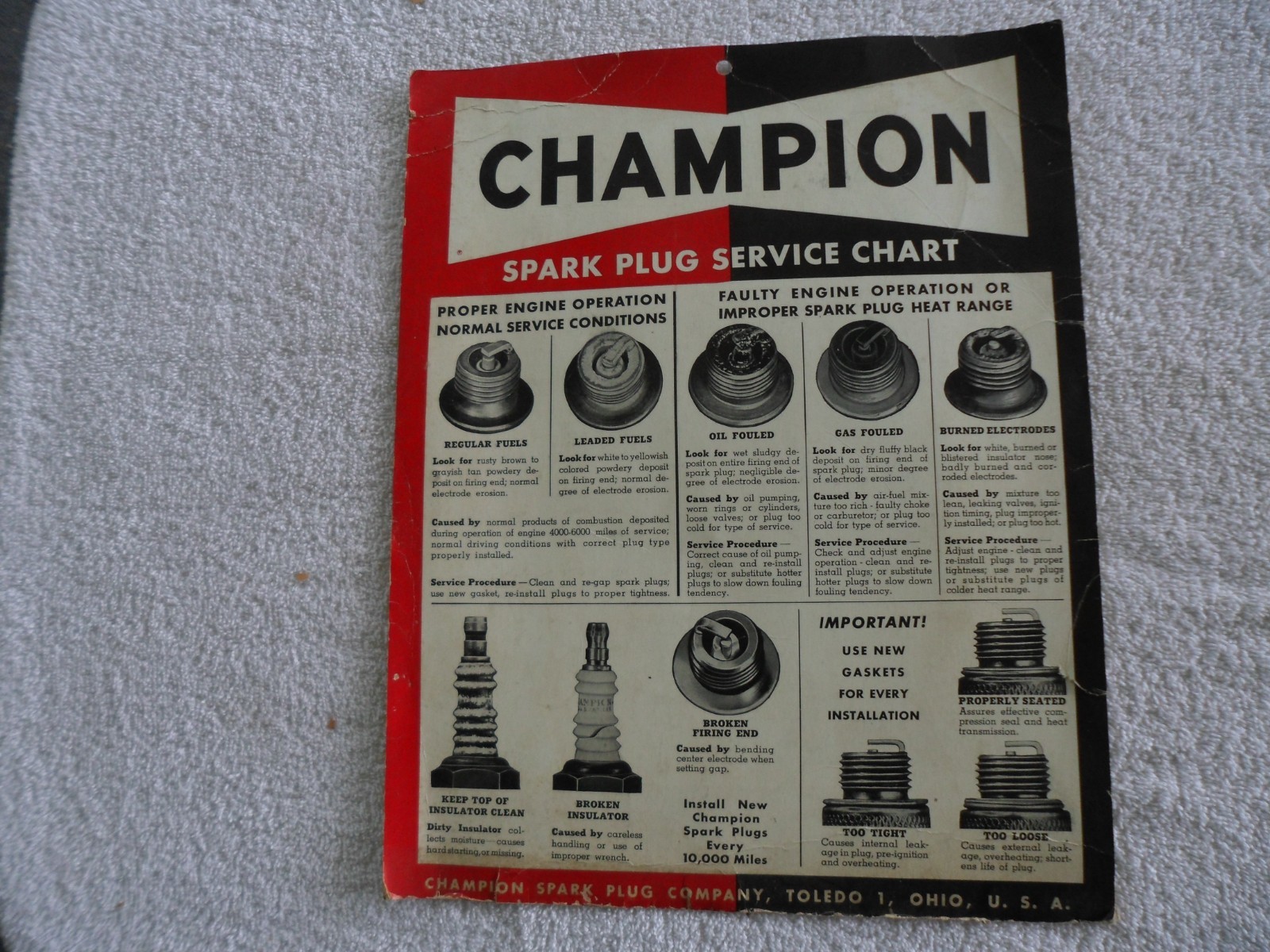 Champion spark plug service chart 1953 Champion spark plug service chart 1953